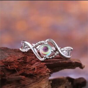 Round Cut Moonstone Ring Female Jewelry Delicate Design